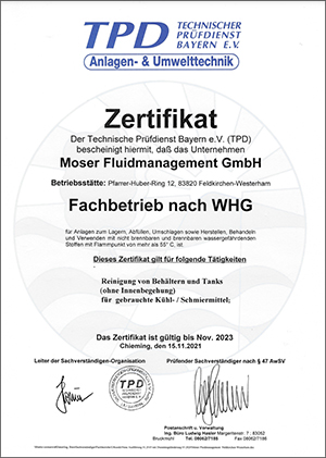 Moser Fluidmanagement - Fachbetrieb nach WHG